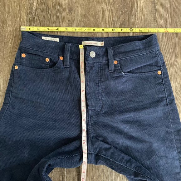 Levi's WEDGIE FIT STRAIGHT CORDUROY PANTS Navy Blue - Picture 10 of 11